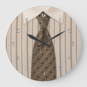 Relógio Grande Shirt Brown e Tie Novelty Wall Clock