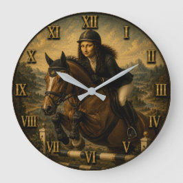 Relógio Grande Show Jumping Funny Mona Lisa Horse Lover Gift