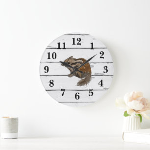 Relógio Grande Shunk Woodland Animal Painting Shiplap