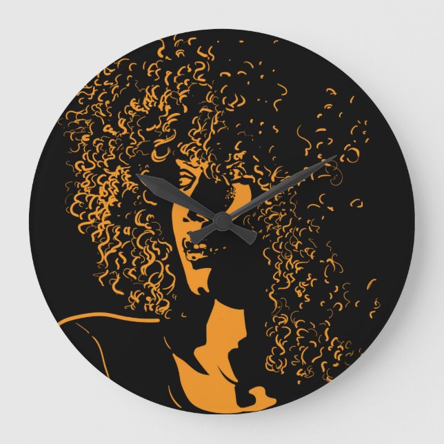 Relógio Grande Silhueta Africana: Contraste Vintage. (Frente)