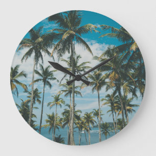 Relógio Grande Silhueta de Oceano de Palma Retroativa