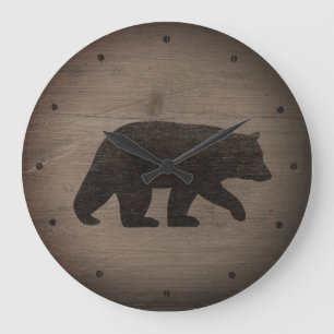 Relógio Grande Silhueta de Urso Preto