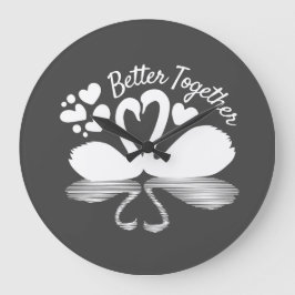 Relógio Grande Silhueta do Cisne do casal na Água