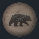 Relógio Grande Silhuette de Urso Negro<br><div class="desc">Relógio de Parede do Urso Negro. A design de madeira é impressa,  não madeira real.</div>