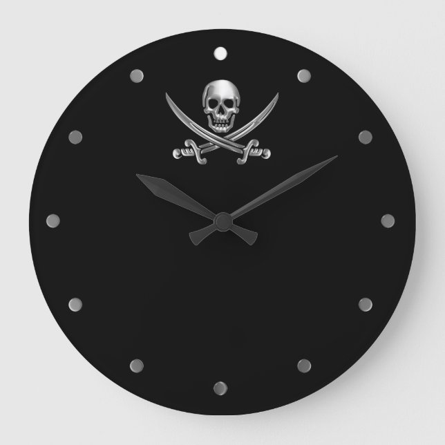 Relógio Grande Silver Jolly Roger (Frente)