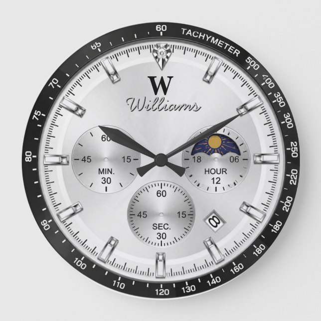 Relógio Grande Silver Racing Dial  Luxury Chronograph  (Frente)