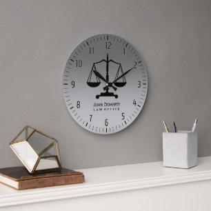Relógio Grande Silver Scales da Justiça