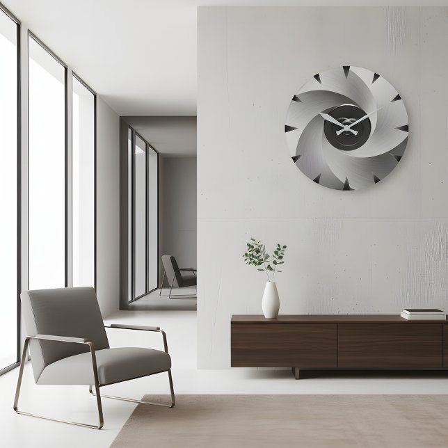 Relógio Grande Silver Vortex Industrial Wall Clock (Criador carregado)