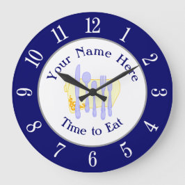 Relógio Grande Silverware do restaurante em números brancos azuis