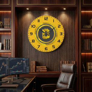Relógio Grande Símbolo Bitcoin Dourado Moeda Digital