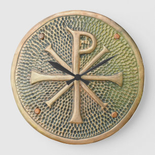 Relógio Grande Símbolo cruzado bizantino medalhão de metal histór