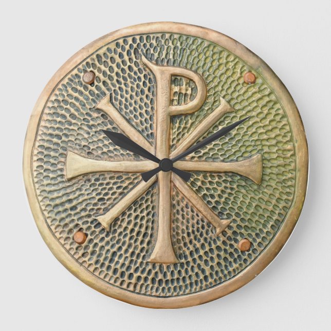 Relógio Grande Símbolo cruzado bizantino medalhão de metal histór (Frente)