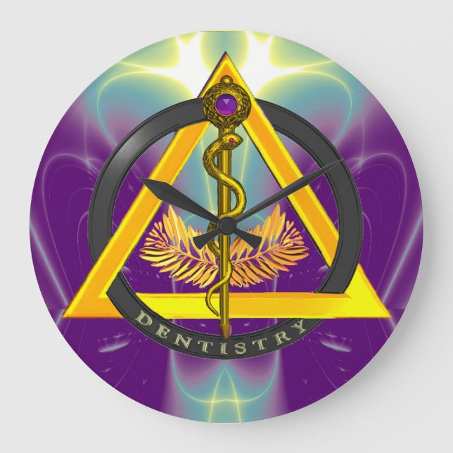 RELÓGIO GRANDE SÍMBOLO DE DENTISTRAÇÃO DENTISTA DE ASCLEPIUS (Frente)