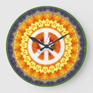 Relógio Grande Símbolo de Paz dos anos 60 - Ramo de Oliveira Bra