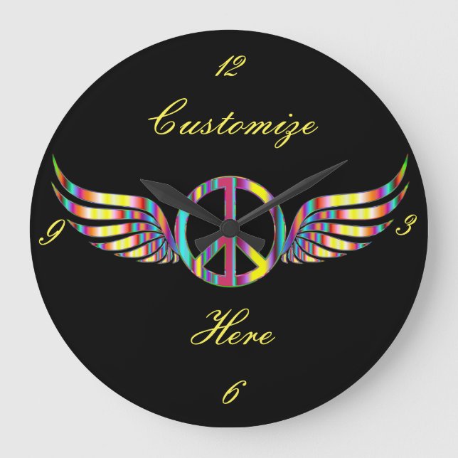 Relógio Grande Símbolo de paz voado Thunder_Cove do Hippie (Frente)