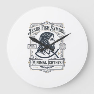 Relógio Grande Símbolo de Peixe de Jesus Minimal Ichthys Peixe de