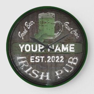 Relógio Grande Símbolo de pub irlandês personalizado Large Cloc