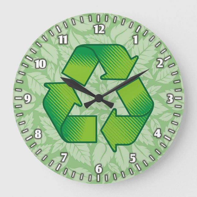 Relógio Grande Símbolo de reciclagem (Frente)