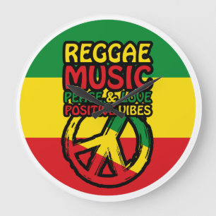 Relógio Grande Símbolo de Reggae e Paz com citações positivas