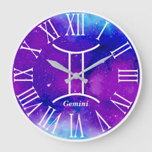 Relógio Grande Símbolo Gemini da Nebulosa Trendy Zodiac
