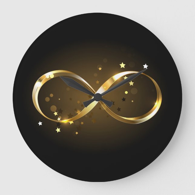 Relógio Grande Símbolo Infinity do ouro (Frente)
