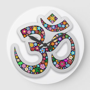 Relógio Grande Símbolo Namaste Floral Yoga 