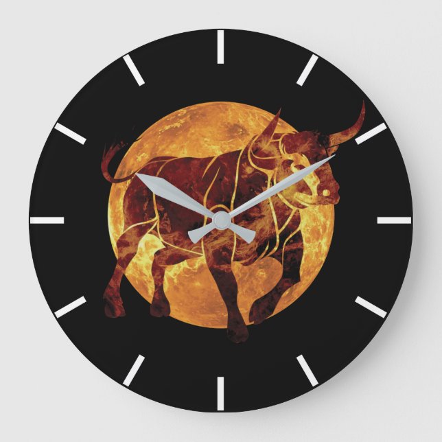 Relógio Grande Símbolo Taurus Zodiac (Frente)