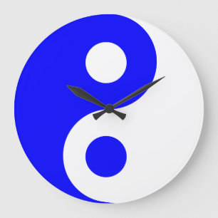 Relógio Grande Símbolo Yin Yang Azul