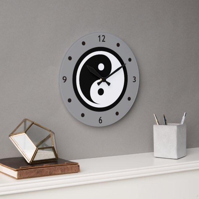 Relógio Grande Símbolo Yin Yang - tatuagem sólida design 2 (Escritório)
