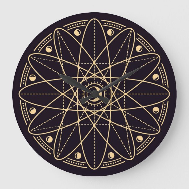Relógio Grande Símbolos do Wiccan (Frente)