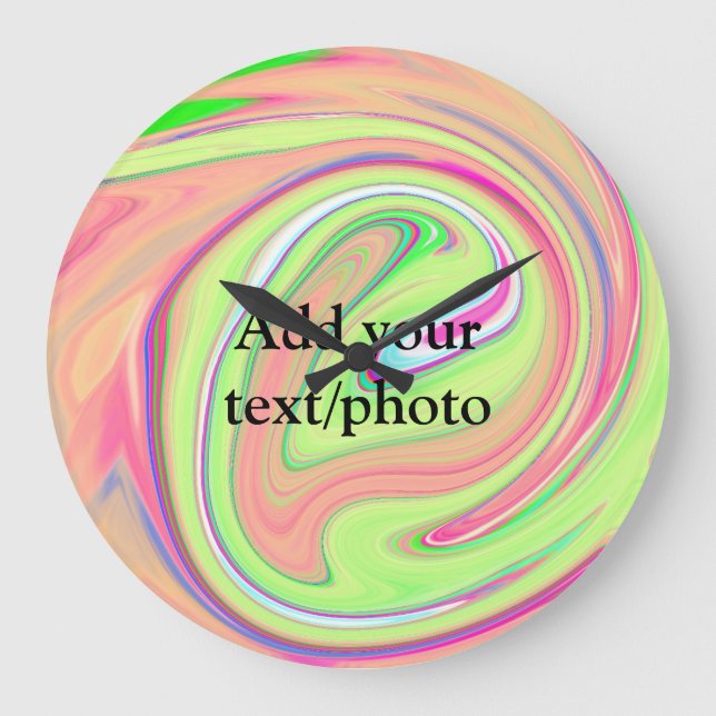 Relógio Grande Simple green orange watercolor add your text name  (Frente)