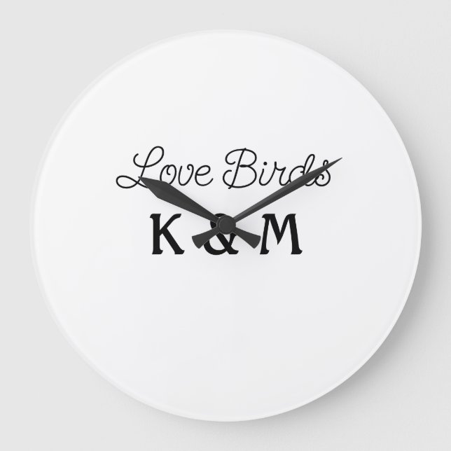 Relógio Grande simple minimal add your name text love birds text  (Frente)