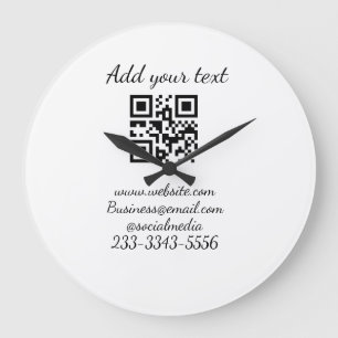 Relógio Grande simples código QR personalizado adicionar seu nome
