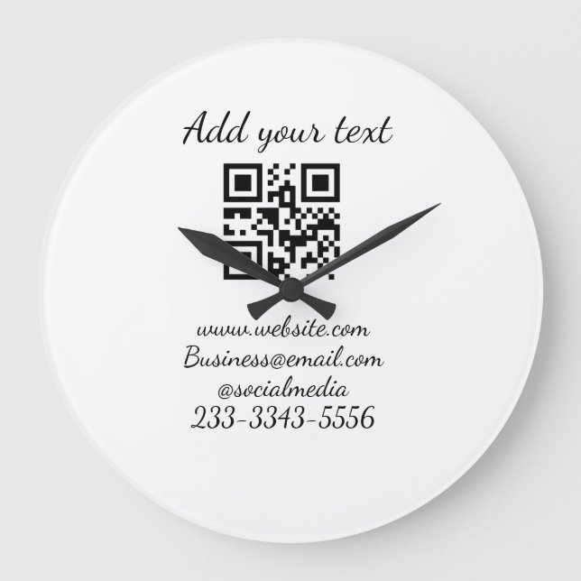 Relógio Grande simples código QR personalizado adicionar seu nome (Frente)