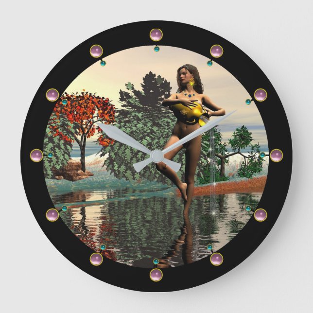 Relógio Grande SINAIS DE ANIVERSÁRIO ZODIÁTICOS /Gemas cor-de-ros (Frente)