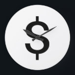 Relógio Grande Sinal de Dólar | Alfabeto Moderno Simples<br><div class="desc">Sinal de dólar negro em estilo simples e moderno em fundo branco.
Clique no botão "personalizar" para personalizar o design escolhendo qualquer cor que você quiser e até mesmo adicione seu próprio texto.

Itens correspondentes também estão disponíveis no repositório.</div>