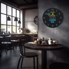 Relógio Grande Sinal de Neon Personalizado Café Bar