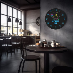 Relógio Grande Sinal de Neon Personalizado Café Bar