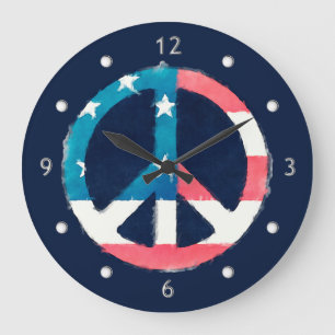 Relógio Grande Sinal de Paz Americano grunge