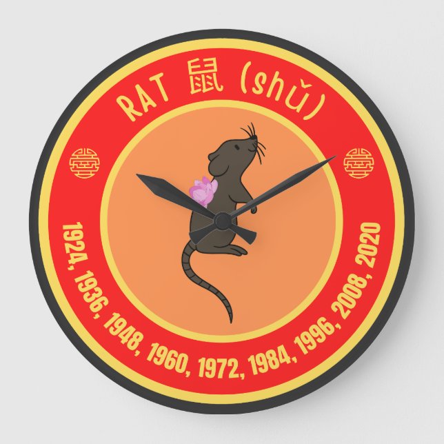 Relógio Grande Sinal de rato de astrologia chinesa (Frente)
