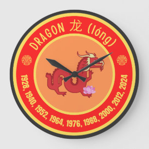 Relógio Grande Sinal do Dragão Astrologico Chinês