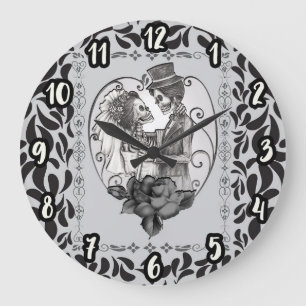 Relógio Grande Skeleton Love Casal Dance