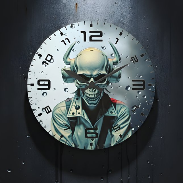 Relógio Grande Skull Rider Synth-Punk Wall Clock (Criador carregado)