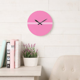 Relógio Grande Slim Twin Branco Listras de Corrida em Rosa Elegan