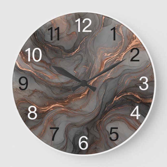 Relógio Grande Smoky Gray Copper Epoxy Wall Clock (Frente)