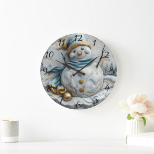 Relógio Grande Snowman com o Natal Cheer