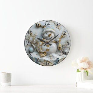Relógio Grande Snowman na Wonderland de inverno