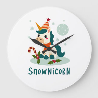 Relógio Grande Snownicorn Unicórnio Bonito Homem de Neve Natal Me