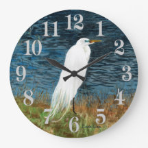 Snowy Egret Clock