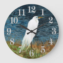 Relógio Grande Snowy Egret Clock